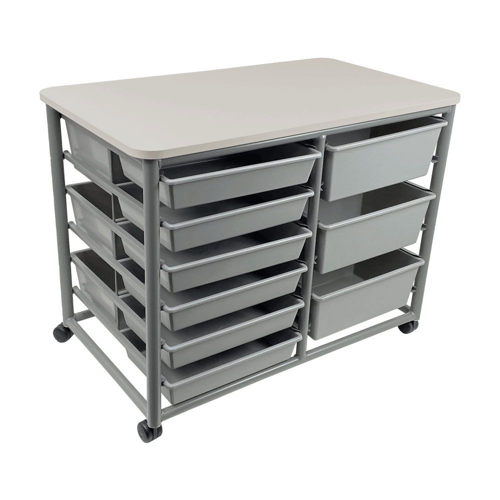 Double Tote Trolley Seal Grey 12 Trays