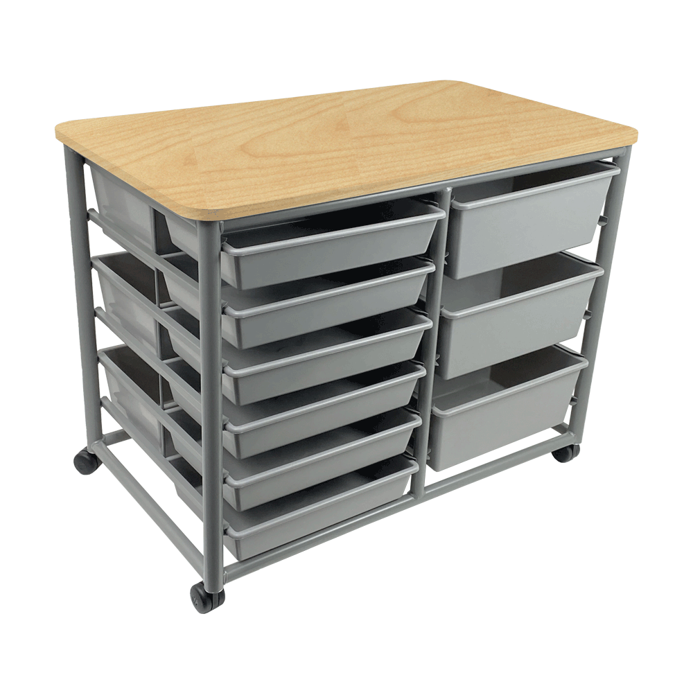 Double Tote Trolley Affinity Maple 12 Trays