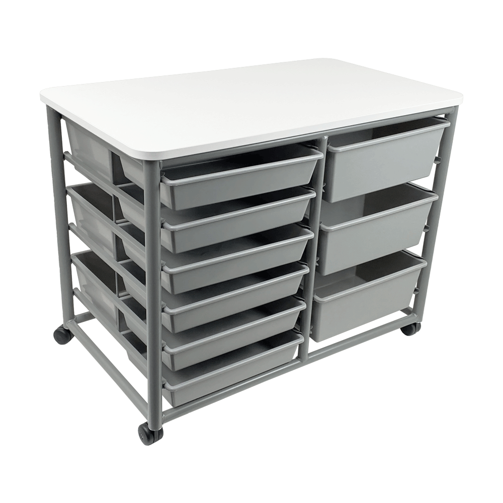 Double Tote Trolley Snowdrift 12 Trays