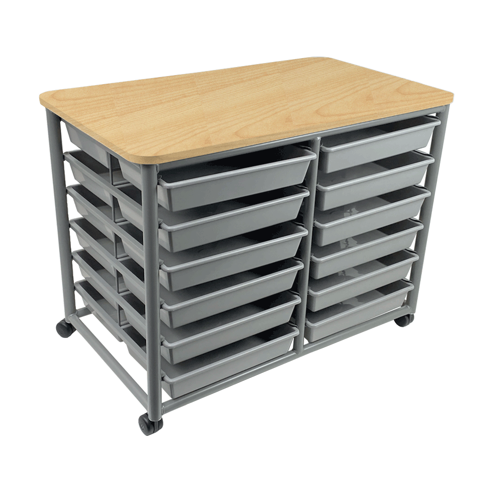 Double Tote Trolley Affinity Maple 24 Trays