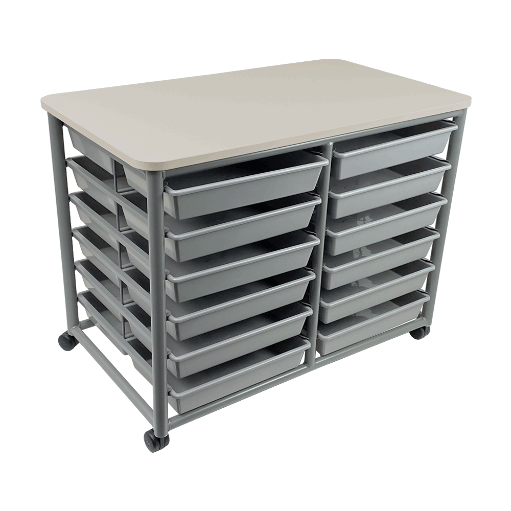Double Tote Trolley Seal Grey 24 Trays