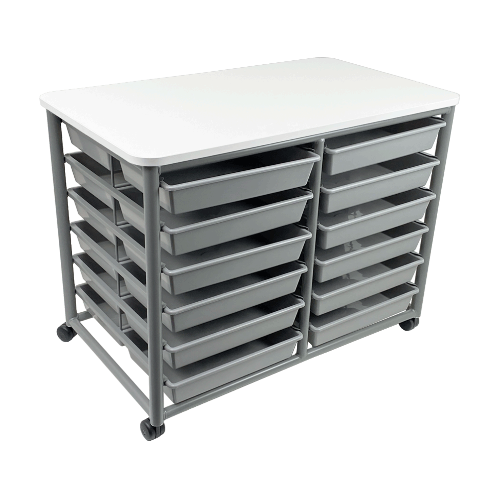 Double Tote Trolley Snowdrift 24 Trays