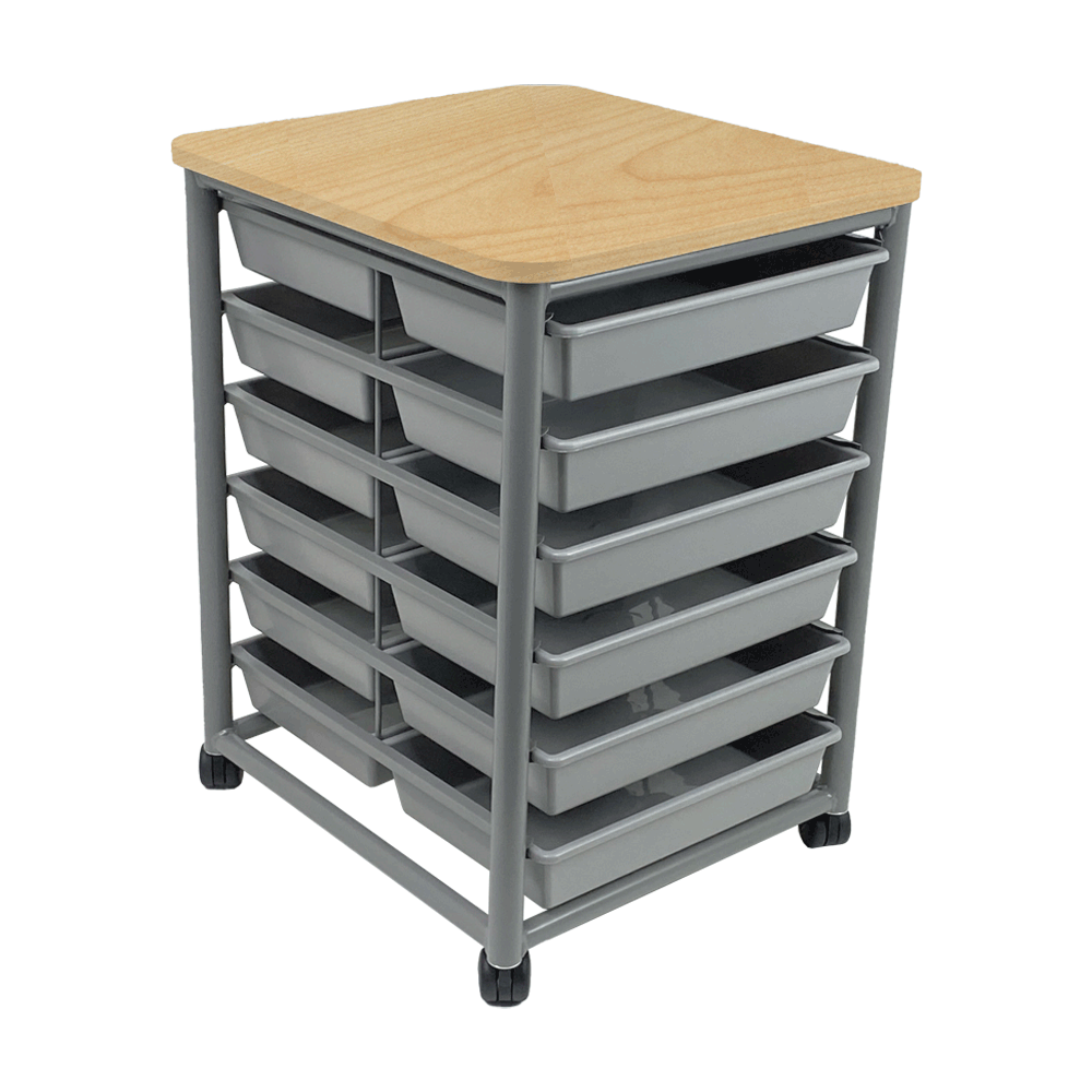 Single Tote Trolley Affinity Maple 12 Trays