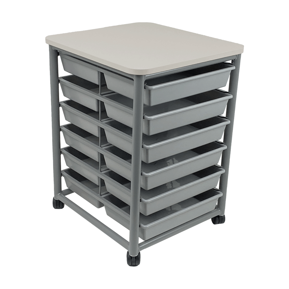 Single Tote Trolley Seal Grey 12 Trays