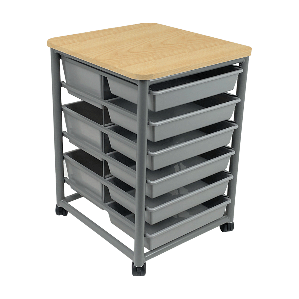Single Tote Trolley Affinity Maple 6 Trays