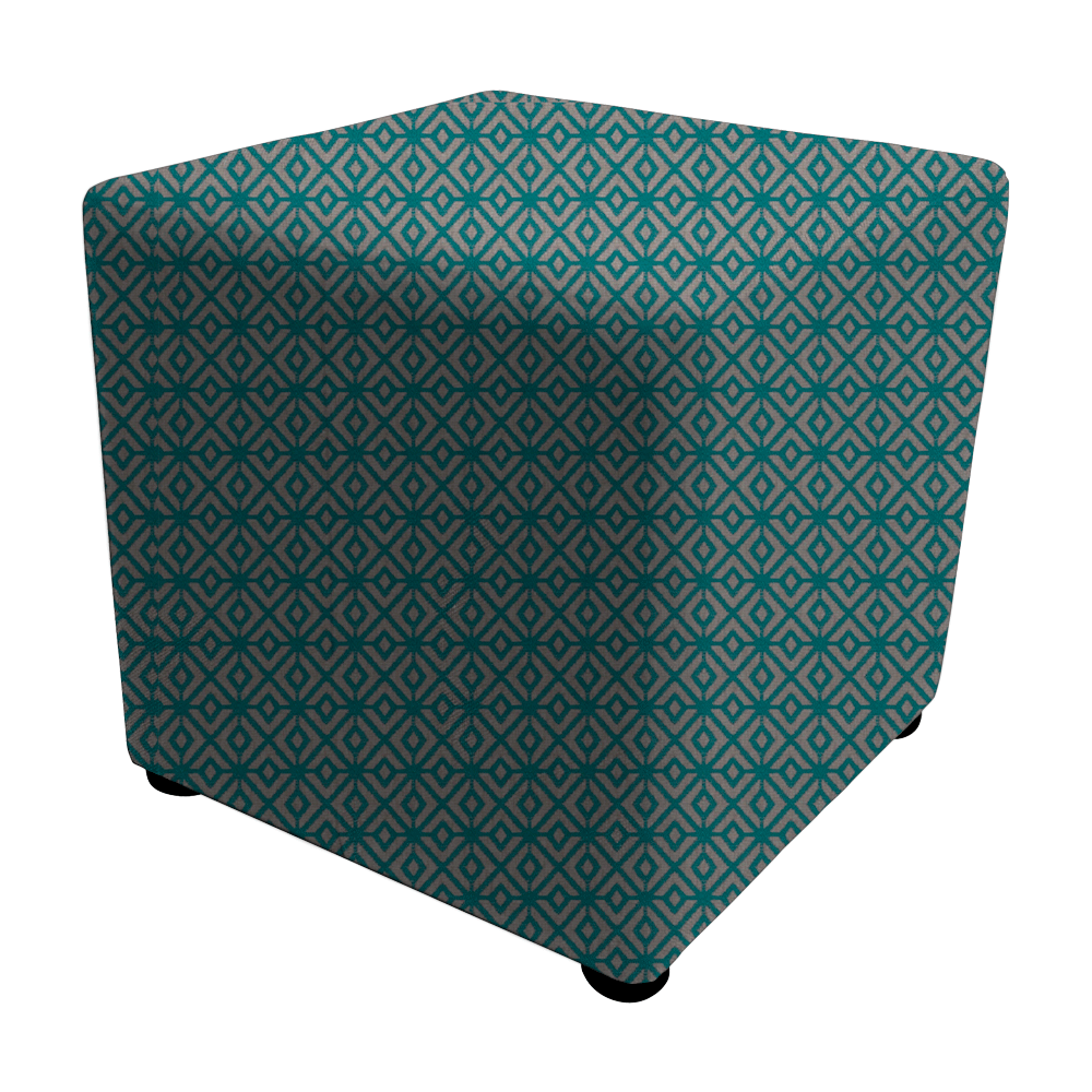 Cube Stool Ottoman Aqua 