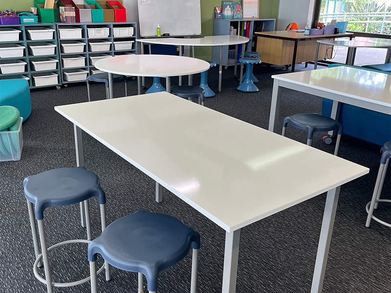 Cosmic stools paired with Create-A-Table