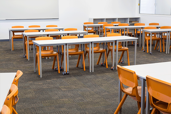chairs and tables+classroom