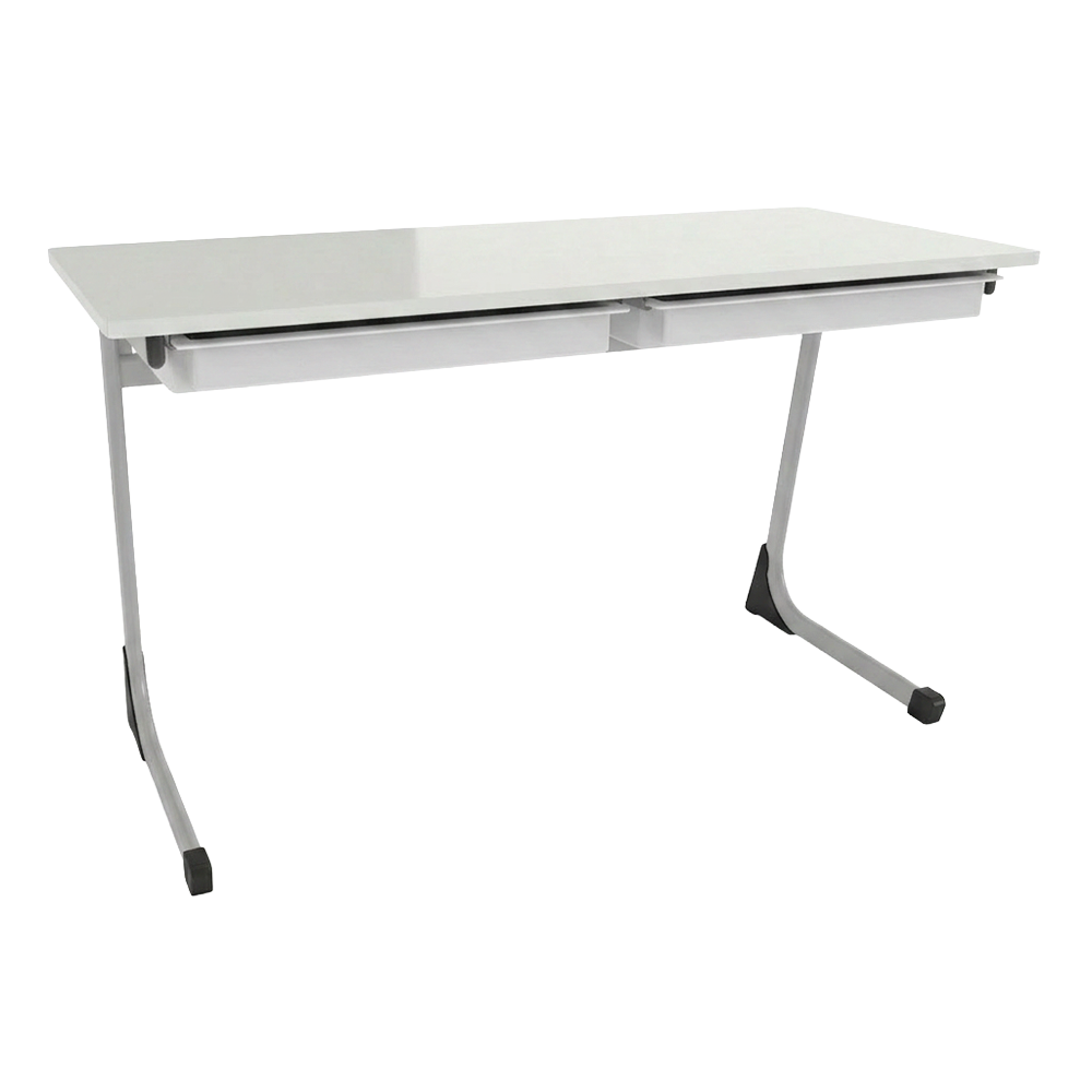 C-leg-double-table-polar-white-with-drawers