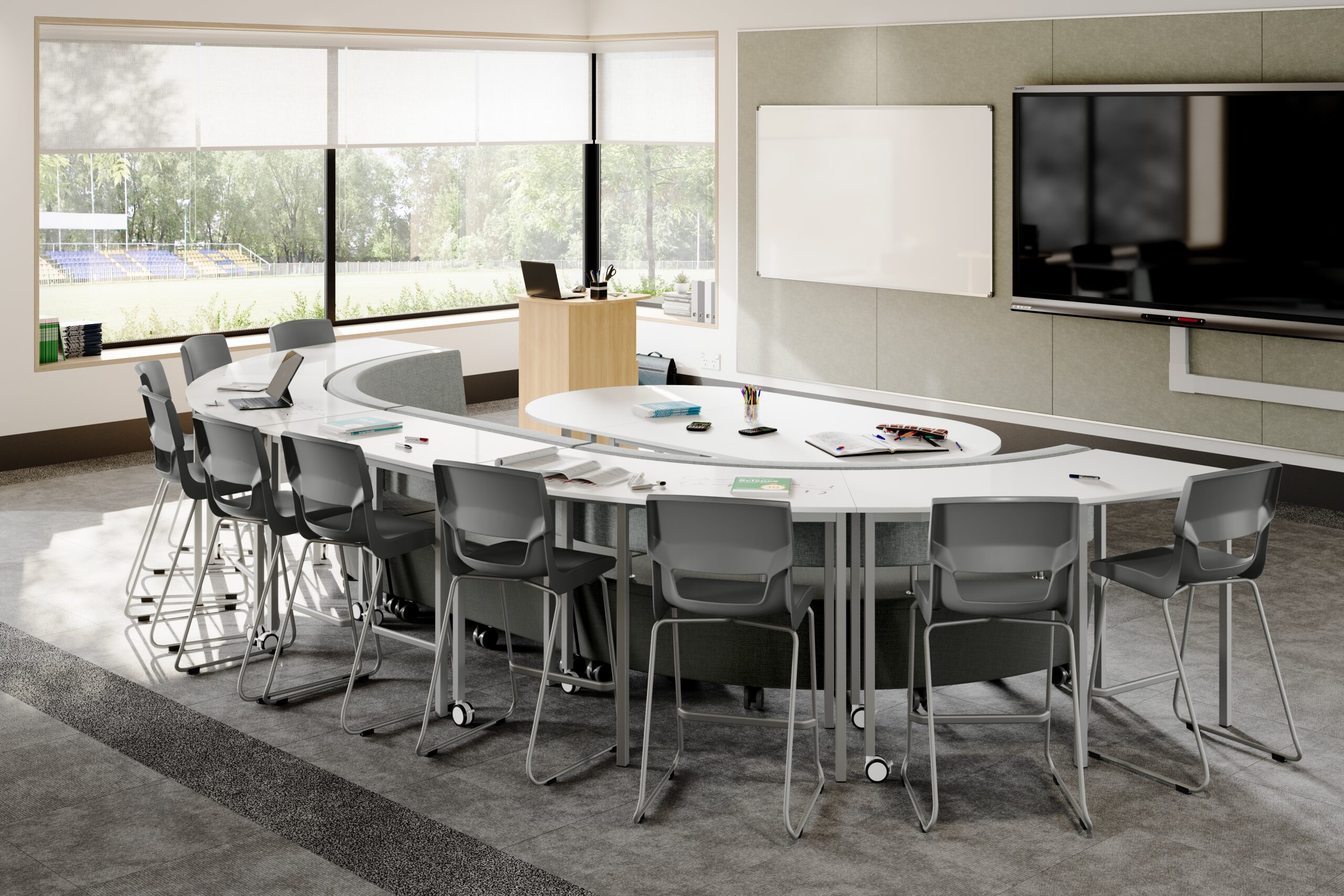 Secondary Setting Focus Stools tiered seating