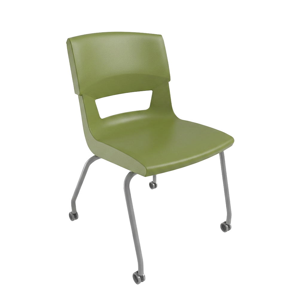 Postura-4-leg-chair-on-castors-forest-green