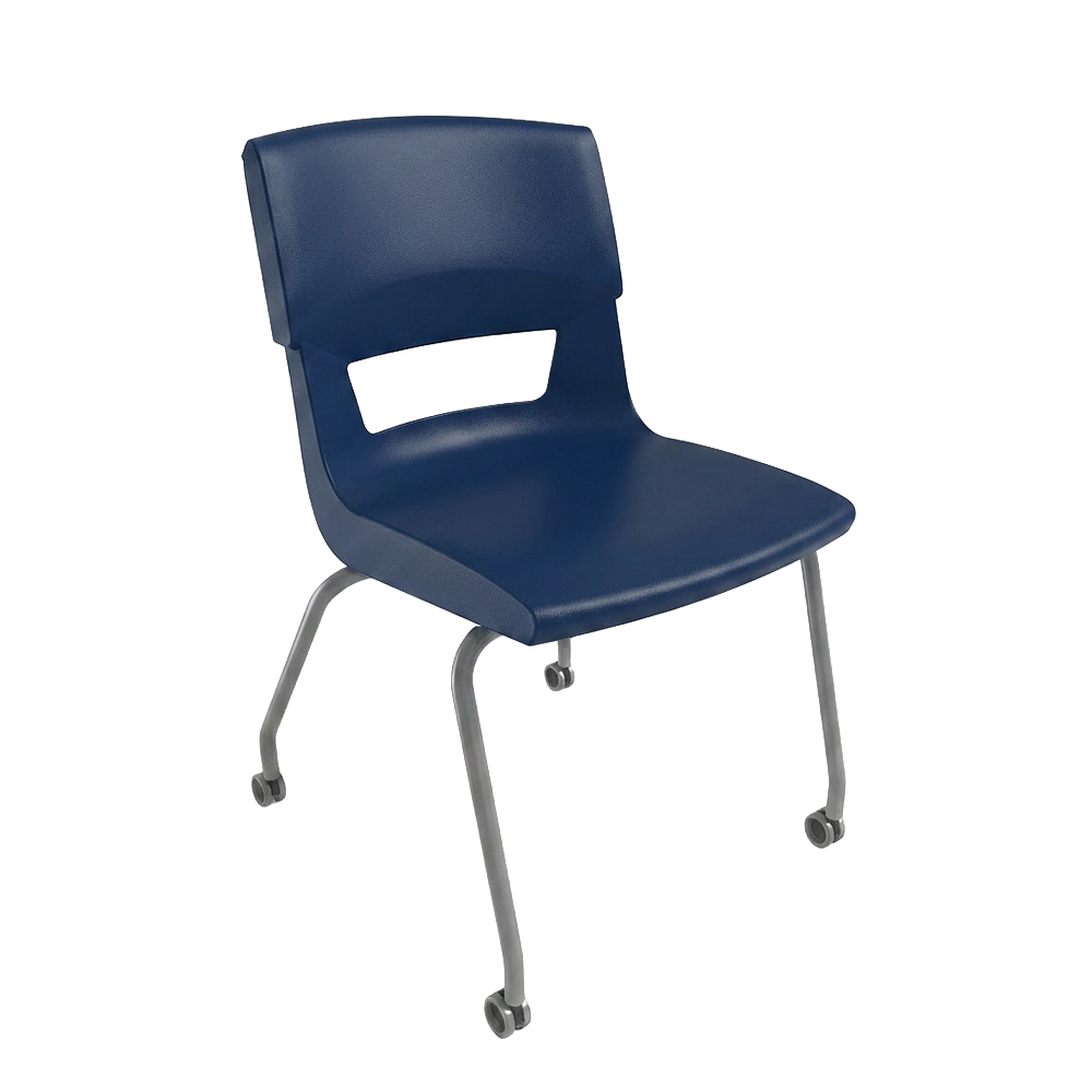 Postura-4-leg-chair-on-castors-navy