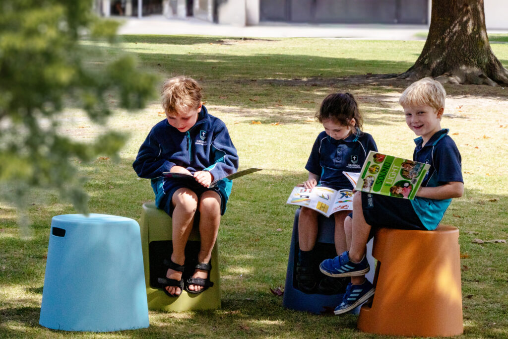 Kids sitting on Sebel Ned Stool