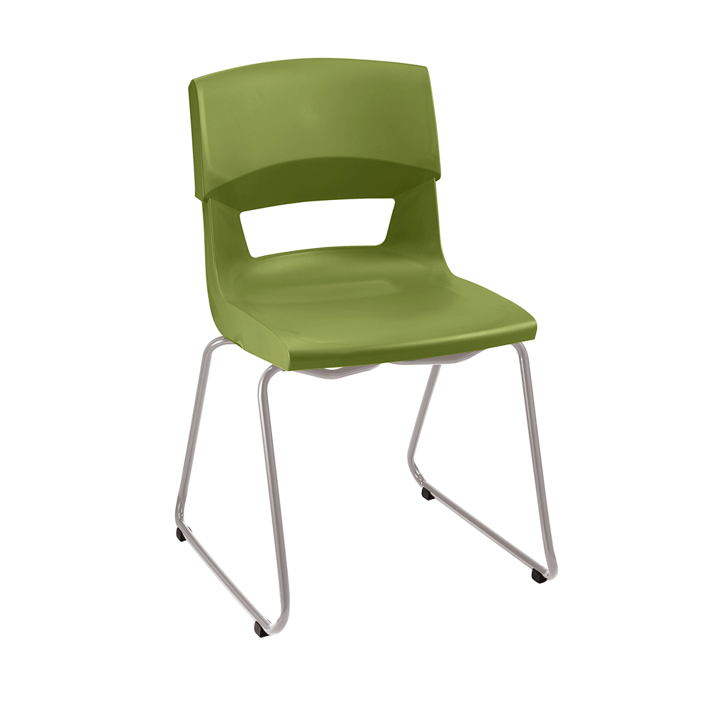 postura-sled-chair-forest-black-casters