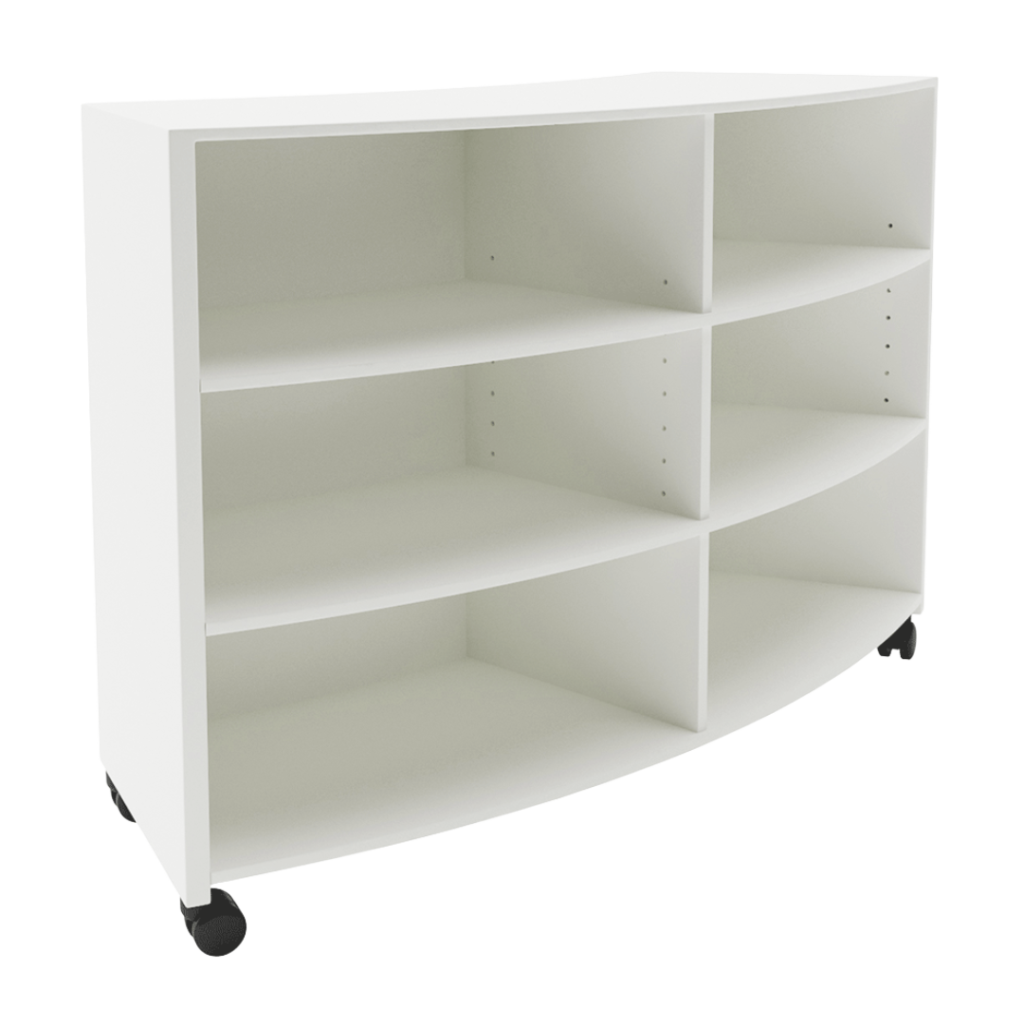 smart curve bookcase polar white 900