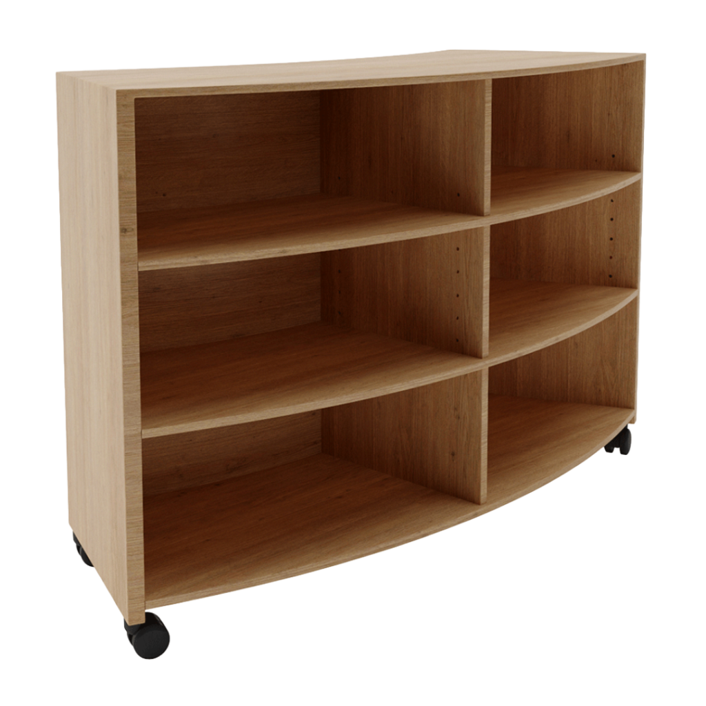 smart curve bookcase teak 900
