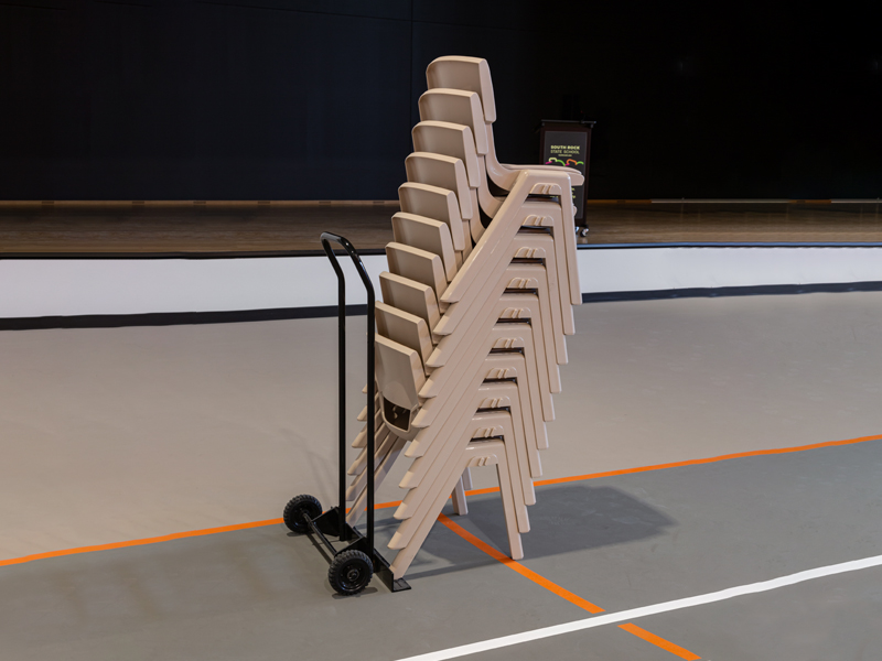 stacked postura on trolley – hall seating