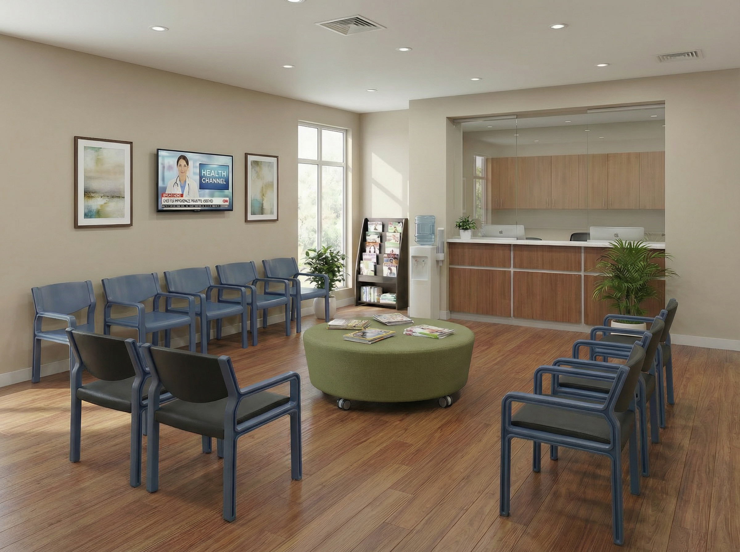 Waiting room with pastoe chairs